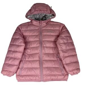 Eddie Bauer Reversible Puffer Jacket Kids 5/6 (XS) Pink Floral Splatter Down